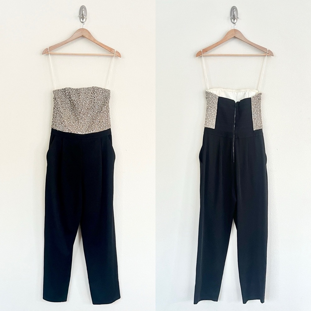 ALICE + OLIVIA Jeri Embellished Jumpsuit in Black Cream - Picture 9 of 14